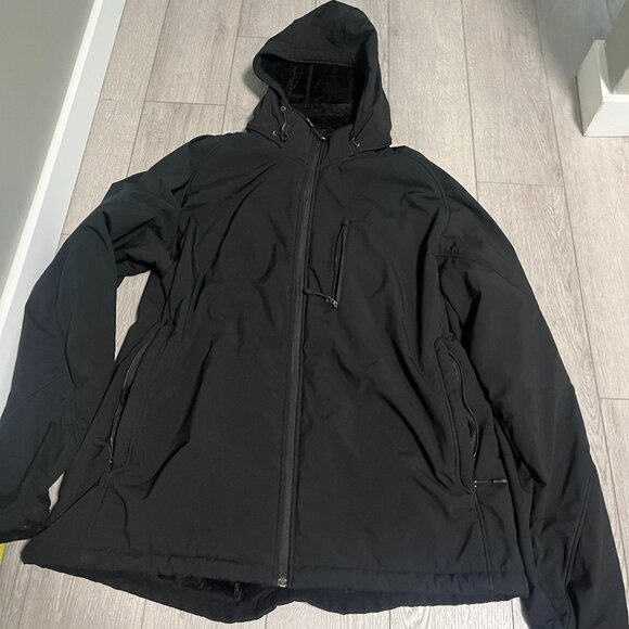 Kirkland Signature Sherpa Lined Softshell Detachable Hood Jacket Black XXL - Picture 1 of 9